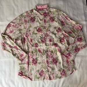 Tommy Bahama Heavenly Blooms Linen Button Down Long Sleeve Shirt - Pink Multi